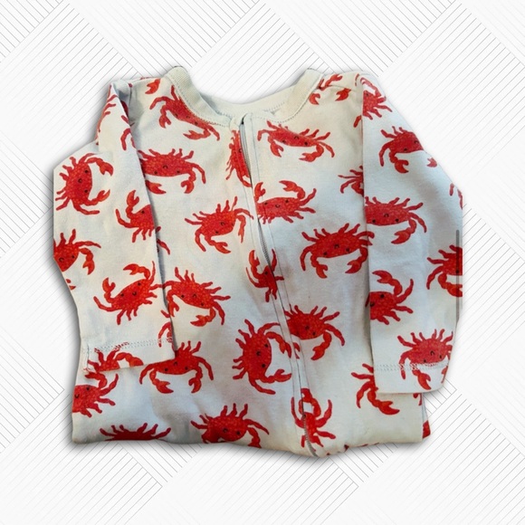 🌈 2/10$ 👍*GUC* OLD NAVY |3m |Baby unisex PJ Sleeper cute crabs 🦀 - Picture 7 of 10